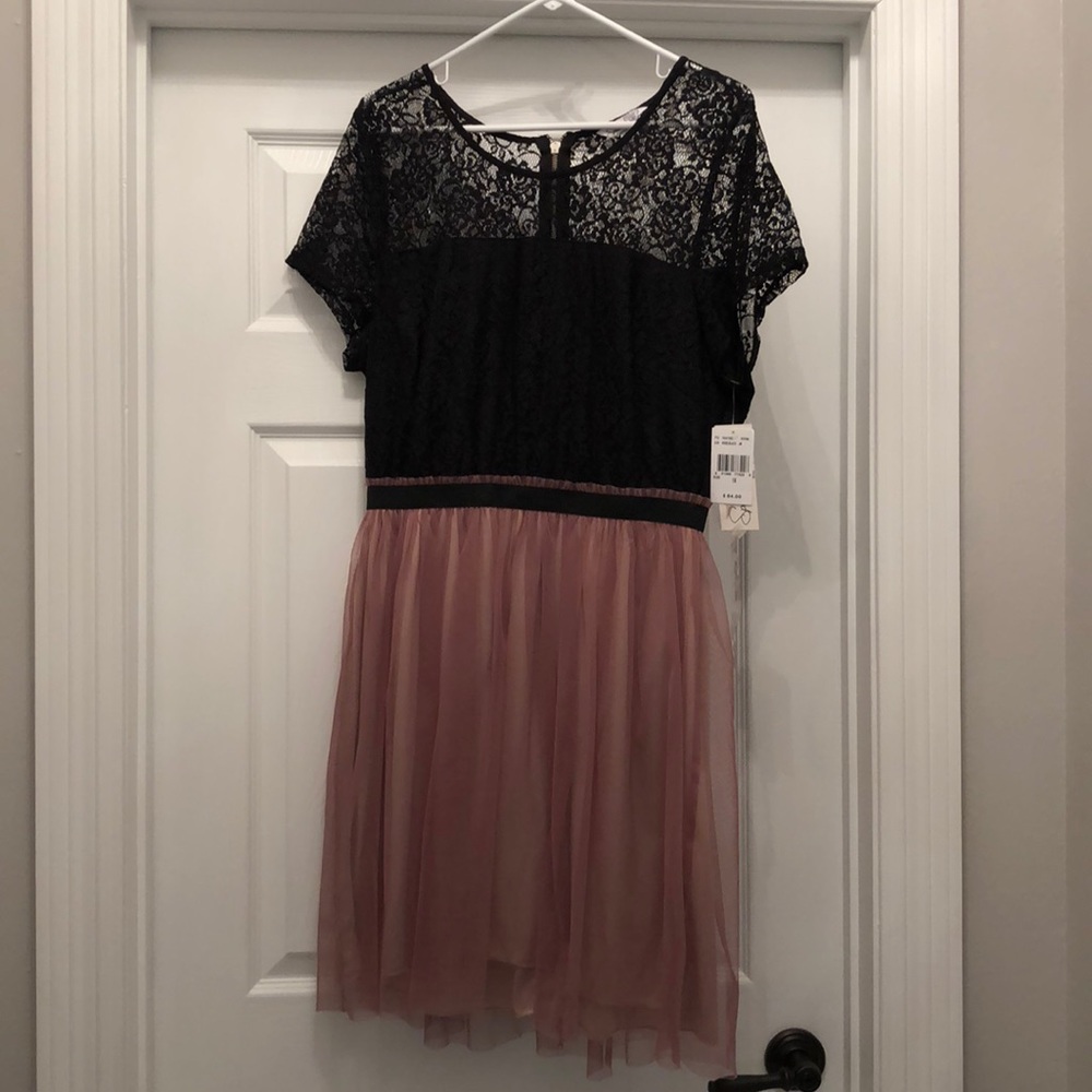 Beautiful black dress with pink tulle
